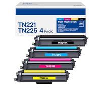 TN221 TN225 Toner Cartridge High Yield Replacement for Brother TN-221 TN-225 Compatible with MFC-9130CW HL-3170CDW MFC-9340cdw HL-3140CW MFC-9330CDW (1 Black, 1 Cyan, 1 Magenta, 1 Yellow, 4 Pack)
