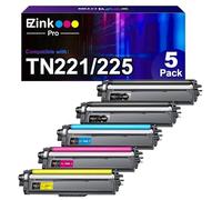 TN221 TN225 Toner Cartridges for Brother TN221 TN225 to Use with HL-3170CDW MFC-9130CW MFC-9330CDW HL-3180CDW HL-3140CW Printer (2 Black, 1 Cyan, 1 Magenta, 1 Yellow, 5 Pack)