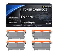 TN2220 Toner Cartridge Compatible for Brother TN 2220 TN2210 High Yield 5200pages for HL-2130 2240 2240D 2250DN 2270DW 7360N 7055 7055W 7060D 7070DW MFC-7360N FAX-2840 Printers,Black-4pack
