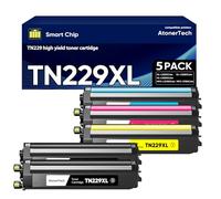 TN229XL / TN229 Toner Cartridges (High Yield 5 Pack) Compatible with Brother TN229XL TN229, Works for MFC-L3780CDW HL-L3280CDW HL-L3220CDW HL-L3300CDW HL-L3295CDW Printers - 2BK+1C+1M+1Y