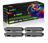 tn241 Compatible for Brother Toner Cartridge with Chip DCP-9020 MFC-9330 MFC-9340 MFC-9140 DCP-9015 Printers (4 Pack Black)