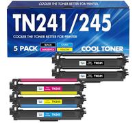 TN241 TN245 Toner Compatible for Brother TN-241 TN-245 TN241BK for Brother DCP 9020CDW 9015CDW MFC 9330CDW 9340CDW HL 3140CW 3150CDW 3170CDW DCP-9020CDW (Black Cyan Magenta Yellow, 5-Pack)