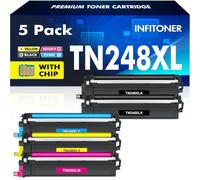 TN248XL TN248 MFC-L3740CDWE DCP-L3560CDW MFC-L3760CDW Toner 5 Pack TN-248XL | Compatible for Brother DCP-L3520CDW DCP-L3520CDWE HL-L3240CDW MFC-L8390CDW HL-L3220CWE TN-248 TN 248XL 248 TN-248VAL 248CMYK