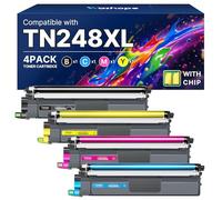 TN248XL TN248 Toner Cartridge Compatible with Brother TN-248C TN-248M TN-248Y TN-248BK for Brother HL-L3220CWE DCP-L3520CDWE MFC-L8390CDW MFC-L8340CDW HL-L8230CDW HL-L8240CDW MFC-L3740CDWE (4 Pack)