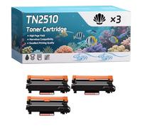 TN2510 Toner Cartridge Compatible for Brother DCP-L2627 Printer HL-L2447DW Printer MFC-L2860DW DCP-L2660 HL-L2865 Printers, High-Definition Printing Effect with Chip, 2200 Pages (3 Pack Black)