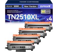 TN2510XL 4X Bulk Pack Save for Brother MFC-L2835DW L2827DW HL-L2400DWE | 12,000 page yield - bulk pack of 4 cartridges replacement for Brother TN-2510XL, for high volume operations.
