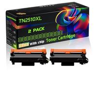 TN2510XL Compatible for Brother Toner Cartridge with Chip HL-L2400DW Mono HL-L2445DW Mono DCP-L2620DW DCP-L2627DWXL Printers (2-Pack Black)
