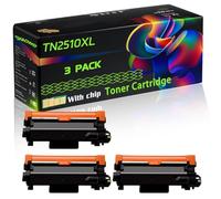 TN2510XL Compatible for Brother Toner Cartridge with Chip MFC-L2800DW MFC-L2827DWXL Printers (3 Pack Black)