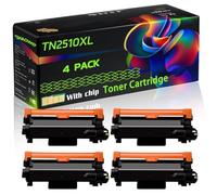 TN2510XL Compatible for Brother Toner Cartridge with Chip MFC-L2800DW MFC-L2827DWXL Printers (4 Pack Black)