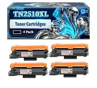 TN2510XL Toner Cartridges Compatible for Brother DCP-L2620DW DCP-L2627DW DCP-L2627DWE DCP-L2627DWXL DCP-L2660DW DCP-L2665DW Printers, With Chip Large Capacity 4000 Pages (4 Pack Black)