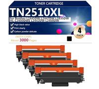 TN2510XL Toner Cartridges Compatible for Brother L2445DW L2447DW L2835DW HL-L2400DWE L2442DW L2400DW Printers, Clear Printing, High Yield 3000 Pages,Black-4 pack