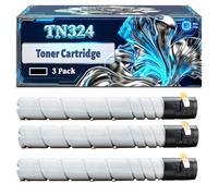 TN324 Toner Cartridge Compatible for Konica Minolta Bizhub C258 C308 C368 Printers, With Chip Large Capacity 23000 Pages (3 Pack Black)