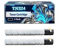 TN324 Toner Cartridge Compatible for Konica Minolta Bizhub C258 C308 C368 Printers, With Chip Large Capacity 23000 Pages (2 Pack Black)