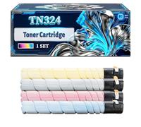 TN324 Toner Cartridge Compatible for Konica Minolta Bizhub C258 C308 C368 Printers, With Chip Large Capacity 23000 Pages (4-Pack BK/C/M/Y)