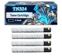 TN324 Toner Cartridge Compatible for Konica Minolta Bizhub C258 C308 C368 Printers, With Chip Large Capacity 23000 Pages (4 Pack Black)