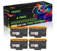 TN3512 Compatible for Brother Toner Cartridges with Chip MFC-L5750DW MFC-L6900DW MFC-L6800DW MFC-L6900DWT MFC-L5700DN Printers (4 Pack Black)