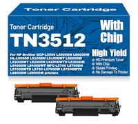 TN3512 Compatible Toner Cartridges for Brother DCP-L5500 L5500DN L6600DW HL-L5000D L5100DN L5100DNT L5200DW L5200DWT L6250DN L6250DWTD L6300DW L6400DW with chip,TN3512-2PC