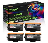 TN3600 Compatible for Brother Toner Cartridge with Chip HL-L6415DN Mono MFC-L6710DW MFC-L6910DN Printers (4 Pack Black)