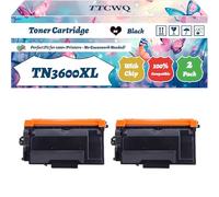 TN3600XL Toner Cartridge Compatible for Brother HL-L6210DW HL-L6410DN HL-L6415DN MFC-L5710DN MFC-L5710DW Printers, with Chip, High Yield 6000 Pages, High-Definition Printing (2-Pack Black)