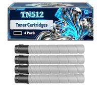 TN512 Toner Cartridges Compatible for Konica Minolta BizHub C454 C554 Printers, With Chip Large Capacity 37500 Pages (4 Pack Black)