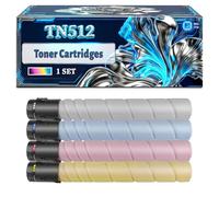 TN512 Toner Cartridges Compatible for Konica Minolta BizHub C454 C554 Printers, With Chip Large Capacity 37500 Pages (4-Pack BK/C/M/Y)