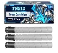 TN512 Toner Cartridges Compatible for Konica Minolta BizHub C454 C554 Printers, With Chip Large Capacity 37500 Pages (3 Pack Black)
