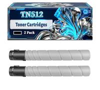 TN512 Toner Cartridges Compatible for Konica Minolta BizHub C454 C554 Printers, With Chip Large Capacity 37500 Pages (2 Pack Black)
