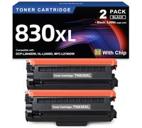 TN830XL Black Toner Cartridge Ink for HL-L2460DW Printer Replacement for Brother TN830 XL TN830 TN-830 Toner Set for DCP-L2640DW HL-L2460DWXL HL-L2405W MFC-L2820DW MFC-L2820DWXL, 2PK (with Chip)