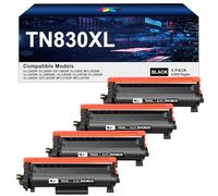 TN830XL Toner Replacement for Brother TN830XL TN830 XL Toner for HL-L2460DW HL-L2405W HL-L2400D HL-L2480DW MFC-L2820DW MFC-L2820DW XL DCP-L2640DW MFC-L2900DW (Black,4 Pack)