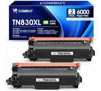 TN830XL Toner (with Chip) High Yield Replacement for Brother TN830XL TN830 Toner for Brother DCP-L2640dw HL-L2405w HL-L2460DW HL-L2400D HL-L2480DW MFC-L2820DW Printer (2Black) Print up to 6,000 Pages