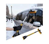TNAIYH Car Snow Brush and Ice Scraper, 2 in 1 Detachable Aluminum Vehicle Snow Removal Tool with Ergonomic Foam Grip for Windshield, Automotive Ice Shovel Accessories, Universal Fit (Yellow/Black)