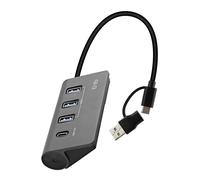 T'nb - 4-in-1 Hub USB-A & USB-C 3.0 Aluminium to 3X USB-A + 1xUSB-C - Dark Grey