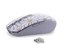 T'nB - Wireless Mouse, Fashionable Colourful Design, Dual Bluetooth and USB-A Modes, Rechargeable High Autonomy, Accuracy 1600 DPI, 6 Buttons - Flower Model