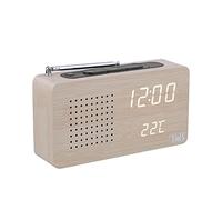T'nB Woody Digital Alarm Clock, 1 Programmable Alarm, FM Radio with Automatic Scan, Temperature Display, 3 Brightness Levels, Compact Format - Wood Colour