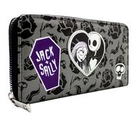 TNBC Nightmare Before Jack & Sally Christmas Roses Purse Clutch Coin Pocket & Card Holder, Grey
