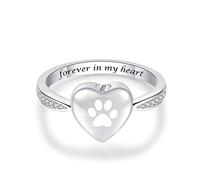 TNBKDSE Love Heart Urn Ring for Pet Dog/Cat's Ashes Keepsake Memorial Jewelry Forever in My Heart Paw Print Cremation Finger Rings