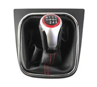 tnbru Car Gear Shift Knob for VW for Golf 5 6 R32 for GTI for GTD MK5 MK6 for Jetta for Scirocco Leather Gaiter Boot Cover Collar MT Speed Gear Shift Knob(6 Speed)