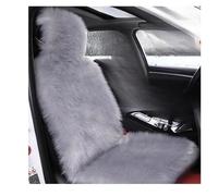 tnbru Car Seat Covers Set Warm Plush Extra Large Long Wool Imitation Sheepskin Car Seat Cover Thick Faux Fur Cushion Winter Car Seat Covers Full Set(Light gray 1Pcs)