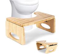 TNBRUA Foldable Squatting Toilet Stool, Non Slip Sturdy Lightweight, Anti Constipation Natural & Comfortable Squat Aid Stool, Kids & Adults (Wood)