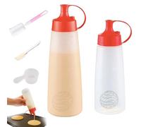 TNDCKP Pancake Batter Bottle Set, Pancake Mixer and Dispenser with Whisk Ball, Batter Mixer Bottle for Pancakes Waffles Cupcakes Crepes (500ml+400ml)
