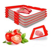 TNDCKP Reusable Food Preservation Trays with Lids, Stackable Food Preservative Tray, Storage Crudites Tray for Vegetable Salad and Various Foods (Red*2)