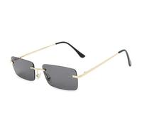 TNDVIC Small Rimless Men Women Sunglasses Summer Shades Brown Sunglasses(Gold Grey)