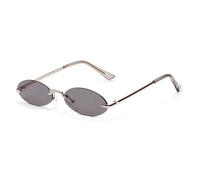 TNDVIC Sunglasses Uv400 Protection | Frameless Small Oval Metal Pink Lens | Women Men for Outdoor Sports & Driving(Silver-Grey)
