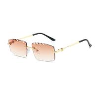 TNDVIC Unique and Fashionable Frameless Beveled Metal Square Retro Sunglasses: Casual and Versatile Sunglasses