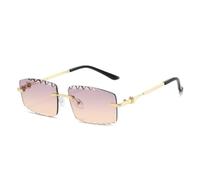 TNDVIC Unique and Fashionable Frameless Beveled Metal Square Retro Sunglasses: Casual and Versatile Sunglasses