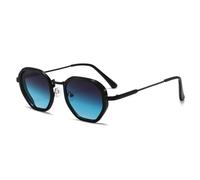 TNDVIC UV400 Vintage Steampunk Square Sunglasses for Women - Metal Frame with Spring Hinges Driver Shades(black blue)