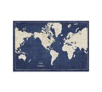 TNERPAR Blueprint World Map Poster Decorative Painting Canvas Wall Art Living Room Poster Bedroom Painting Wall Art Picture Print Modern Family Room Decor 12 x 18 Inches (30 x 45 cm)