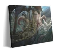TNERPAR Warriors Against The Kraken Poster Decorative Painting Canvas Wall Art Living Room Poster Bedroom Painting Wall Art Picture Print Modern Family Room Decor 24 x 36 inches (60 x 90 cm)