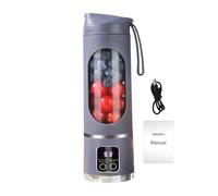 Tneukoom 25.5cm Portable Juicer, 450ML Food Grade PC Plastic With 3-Speed Adjustable, 10/12 Blades, USB Charging & Digital Display For Home, Office & Travel Purple 7.4V