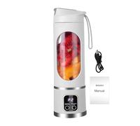 Tneukoom 25.5cm Portable Juicer, 450ML Food Grade PC Plastic With 3-Speed Adjustable, 10/12 Blades, USB Charging & Digital Display For Home, Office & Travel White 3.7V